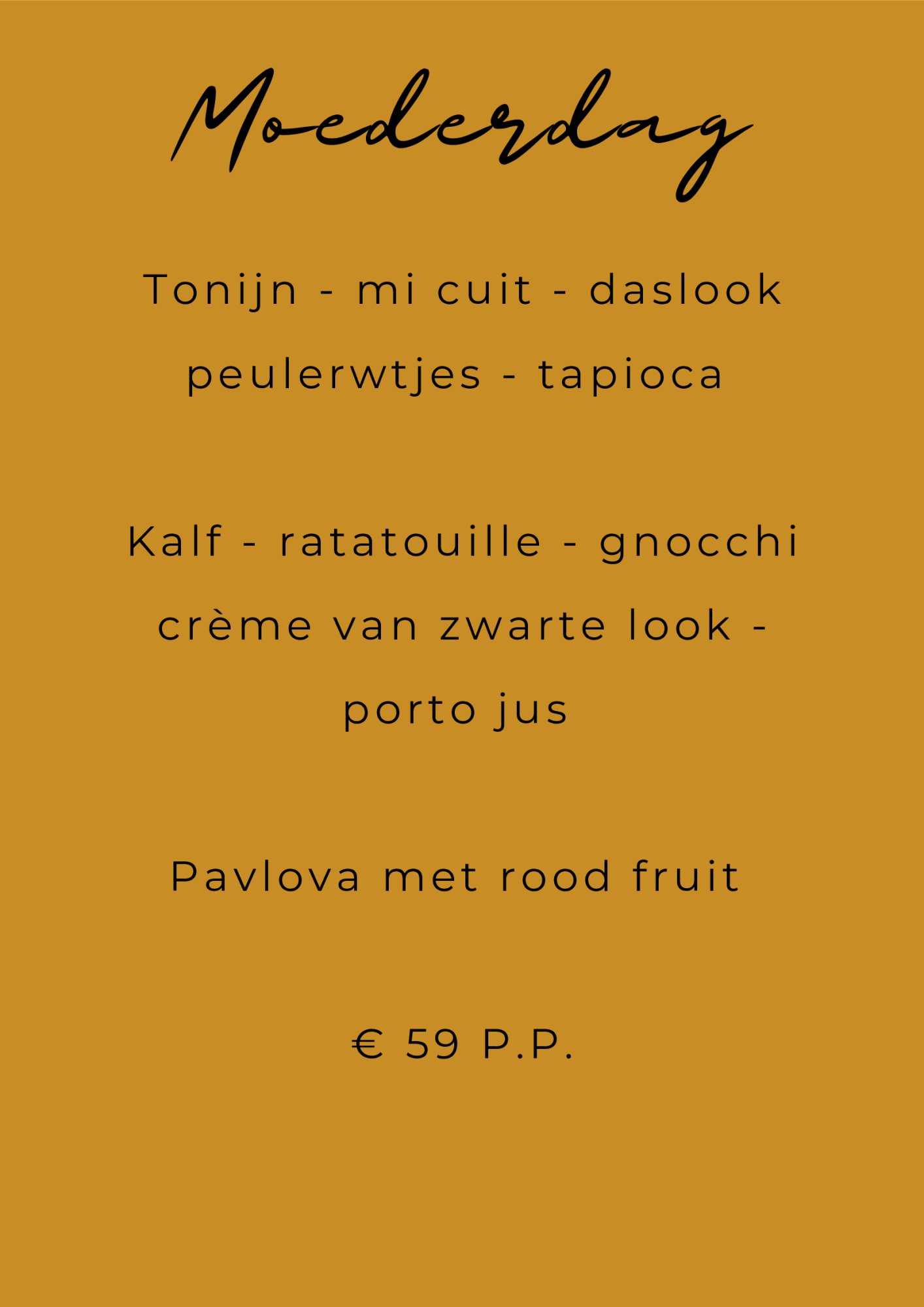 Moederdag menu